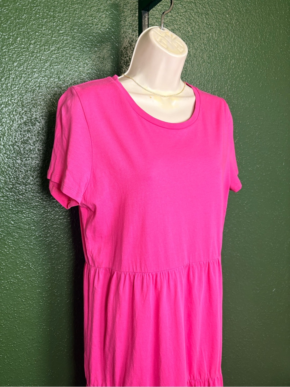 J Crew tiered ruffled t shirt dress in pink size small - Picture 2 of 5